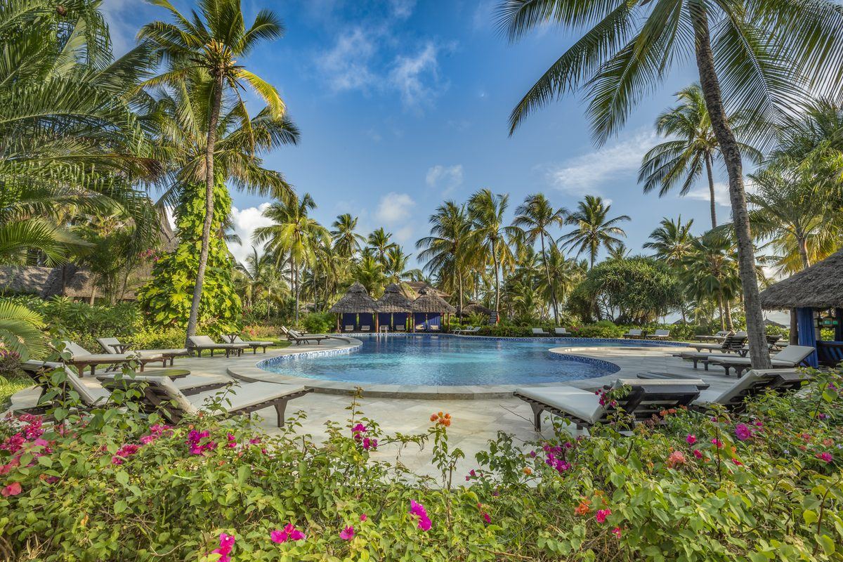 Pool mitt i palmerna